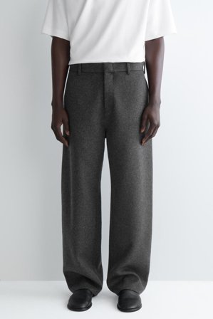 COS Men's Pantaloni A Gamba Larga In Lana Doppiata in Grigio