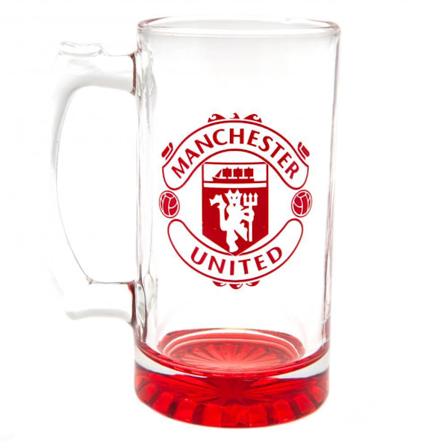 Manchester United FC Crest Glas Tankard En Storlek Röd Red One Size