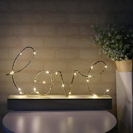 Kjærlighetsstil Lysdekorasjon Fancy Metallbokstavlys - For Hjem, Soverom, Barnerom, Jul, Bursdag, Restaurant Nattlys Dekorlys