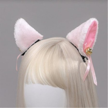 Katteører Hårbøyle Cosplay Jenter Plysj Furry Katteører Cosplay Kostyme Party Hårbånd for Kvinner Jenter Barn - Hvit