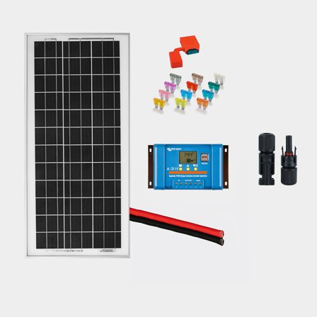 Solarmodulenset für feste Installation Juni Solar Junction Box, 25 W, monokristallin, hart, 12 V, mit Aluminiumrahmen, 641 x 296 x 25 mm, mit PWM-