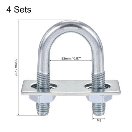 4 STK runde U-bolter Rund bøyd U-klemme 4 SETSM8X22X56 M8X22X56 4 SetsM8X22X56