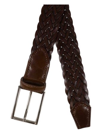 Portia 1924 Braided Full Grain Leather Belt - Brown - 95 cm