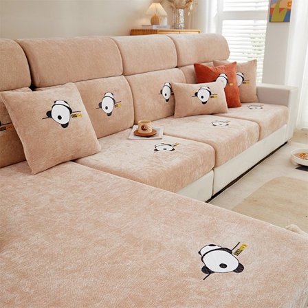 Panda Khaki; Ryggstöd storlek L (bredd 50-65cm x längd 80-130cm); Sofföverdrag, heltäckande, mångsidigt, exklusivt, minimalistiskt, modernt 