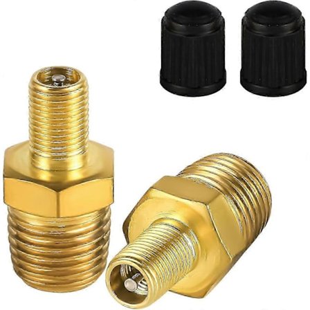 2st Mässing Luftpumpadapter, 1/4" NPT (M) till Standardventil för Schrader (M)