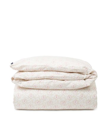 Lexington Light Beige/Pink Flower Print Cotton Sateen Duvet Cover