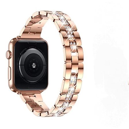 Diamantset Metallarmband Iwatch Kompatibelt med SE Serie 6/5/4 Armband --- Roséguld 40mm