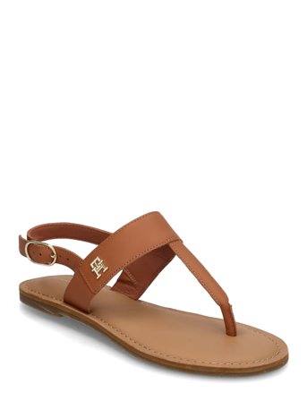 Tommy Hilfiger Leather Thong Sandal - Brown - 37