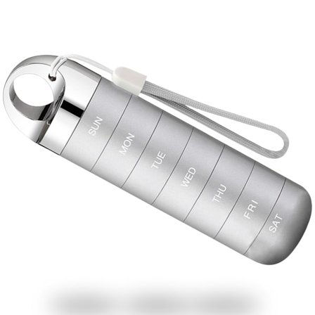 Bærbar 7-seksjons pilleboks i metall for fotturer og camping