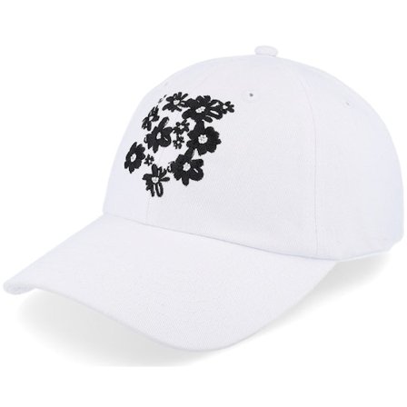 Upfront - White unconstructed Caps - Kim Baseball White/Black Dad Cap @ Hatstore