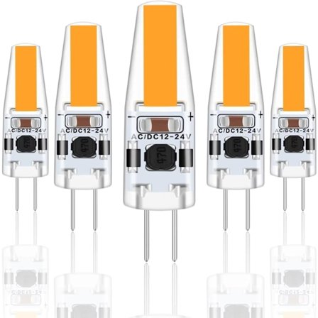 G4 LED 3W 12V AC/DC Glødepærer, G4 3W LED 30W Ekvivalent Halogen Glødepære, 300LM, Varm Hvit 2700K, Ikke-Dimbar, 5-Pakning
