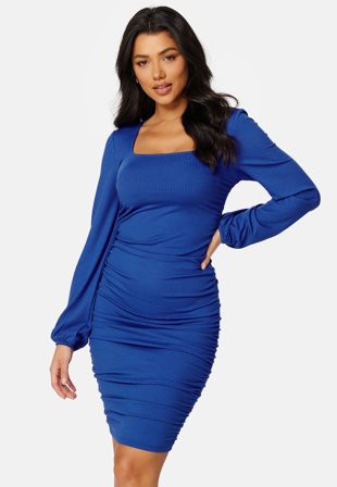 BUBBLEROOM Haley ruched dress Blue Klær