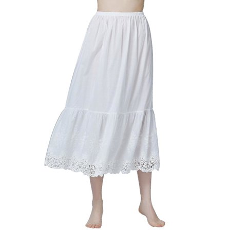 Underskjørt med blondekant i 100 % bomull