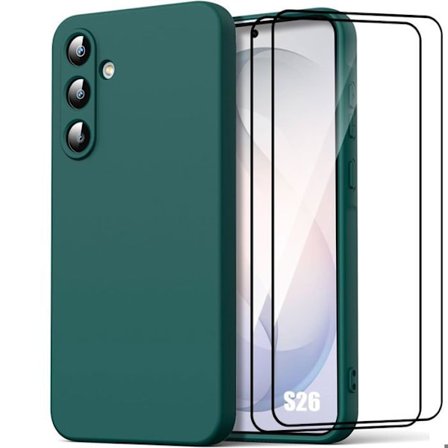 Silikone Cover - BOOLING - til Samsung Galaxy S26 - Tynd Let Stødabsorberende - Grøn Nat - 2 Glas