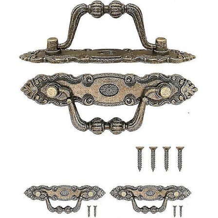 2 Sammenklappelige Antikke Møbelhåndtag, Skuffehåndtag, Køkkenskuffer, Jernhåndtag, Kister, Skabe, Kommoder, Antik Bronze Vintage Design 10,5 X 2 Cm, 