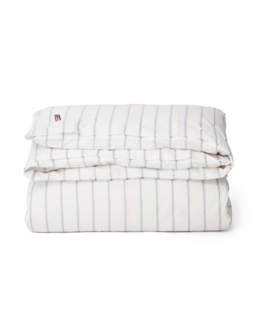 Lexington White/Blue Striped Lyocell/Cotton Duvet Cover