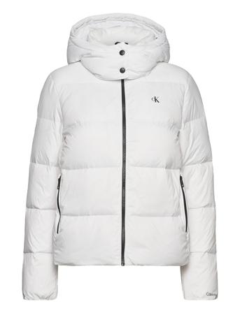 Mw Down Short Puffer Fôret Jakke Hvit Calvin Klein Jeans*Betinget Tilbud