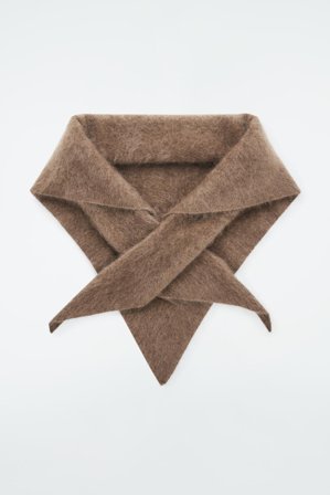 COS Women's Brushed Cashmere Triangle Scarf in Brown