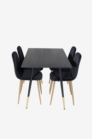 Venture Home - Spisegruppe Dipp med 4 stk. spisestoler Polar - Svart - Spisegrupper - Fra Homeroom