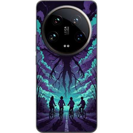 Kompatibelt Mobilskal till Xiaomi Xiaomi 14 Ultra Stranger Things-inspirerad fantasyillustration med mörkt monster, cyklande barn och dramatisk röd