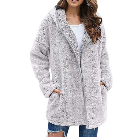 Naisten talvitakki rento pitkähihainen hupullinen neuletakki arkielämään, työhön ja ostoksille