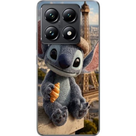 Kompatibelt Mobilskal till Xiaomi Xiaomi 14T Pro Stitch i Paris gulligt motiv med croissant och Eiffeltornet romantisk charm med lekfull energi