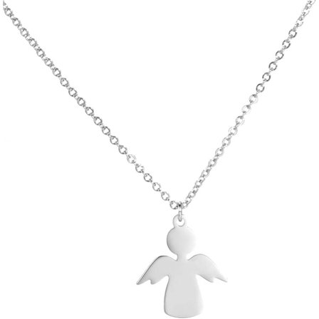 Englehalskæde, kristen amulet halskæde til kvinder og piger, halskæde i rustfrit stål, børnesmykker, Valentinsdag og Mors Dags gave.