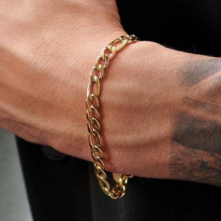 Cosmo Amager Gold-Tone Figaro Chain Bracelet for Men - Steel bracelets