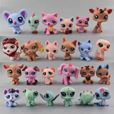 24 stk. Littlest Pet Shop Stor Parti Dyr LPS Hunde Katte Aber Bjørne Løver Legetøj