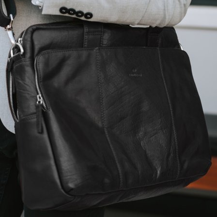 Montreal Black Leather Work Bag for Men - Leather bags