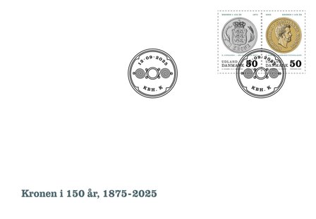 Danmark - Kronen i 150 år - Førstedagskuvert med enkeltmærker