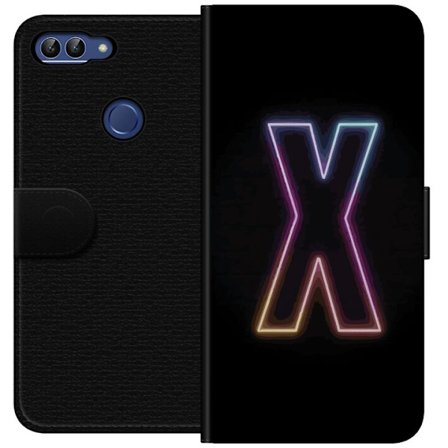 Kompatibelt Lommeboketui til Huawei Huawei P smart Neonbokstav X i sterke fargevariasjoner mot svart bakgrunn, kraftig typografisk design med tydelig