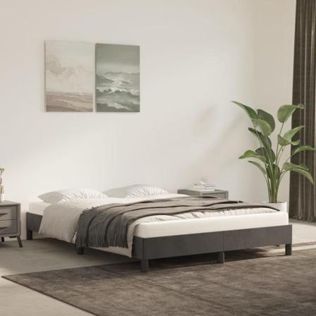 Vidaxl Sängram Mörkgrå 140x190 Cm Sammet Grå