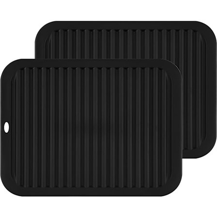 2-osainen silikoninen pöytäalusta, kuuma alusta, kattilanpidike (musta), monikäyttöinen kuiva alusta, liukumaton, joustava, kestävä, lämmönkestävä 