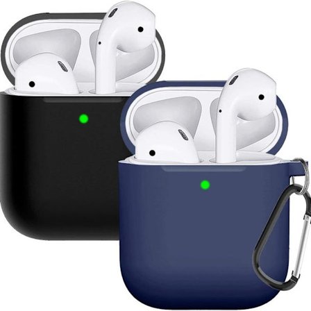 Airpods skal skyddande fodral är kompatibel med svart/marinblå