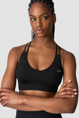 Ribbed Define Seamless V-neck Sports Bra Black