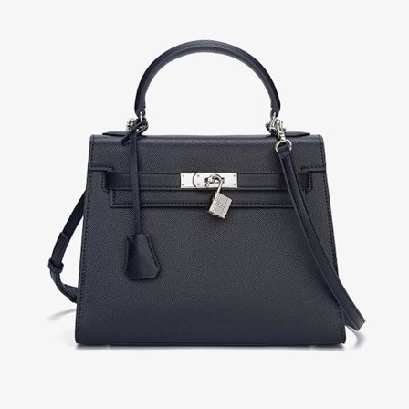 Stor Sort Crossbody Taske Dame Sølvspænde Stilfuldt Alsidigt Design 28x12x21cm