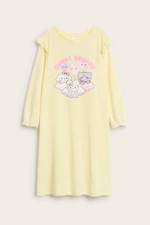 Kappahl | Koszula nocna z długimi rękawami i falbaną na krawędzi | Jasnożółty