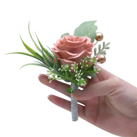 2 stk. Bryllups Boutonniere Kompatibel Med Brudgom Og Forlover Dragt Dekoration Kunstige Roser 10