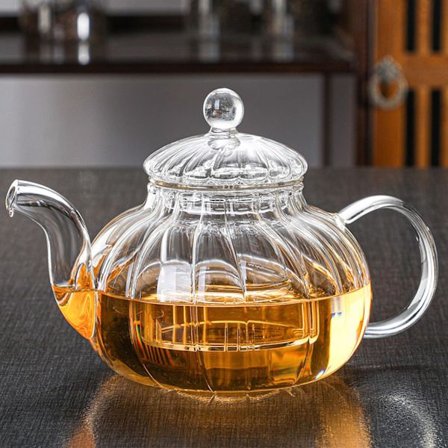 Lasinen teepannu, teepannu ja teeastiasto raidallinen teepannu kurpitsanmuotoinen teepannu, suodattava teepannu 800ml 800ml—yux