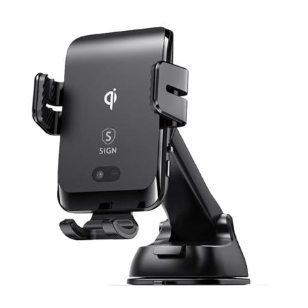 Sign Bilhållare För Smartphones Med Trådlös Laddning, 4.7"-6.8" Svart