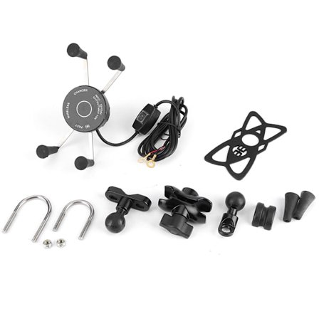 Motorcykel Trådløs Oplader til QC3.0 Hurtig Opladning Vandtæt Telefonholder Stand med Strømafbryder