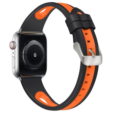 Apple Watch (41mm) urheilukellon kaksivärinen silikoninen ranneke - Musta / Oranssi