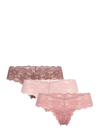 Brief 3 Pack Thong Low Iris Stringtruse Undertøy Rosa Lindex