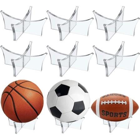 Akryl boldholder, bolddisplaystativ til fodbold, basketball, fodboldholder, boldopbevaringsdisplaystativ (gennemsigtig, 6 stk.)