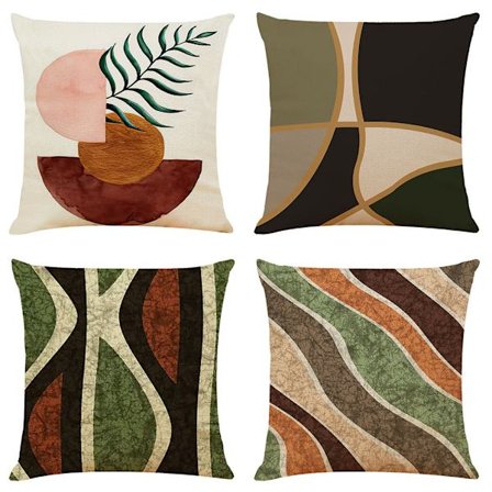 4-pack flanellkuddfodral Abstrakt geometrisk soffa kudde