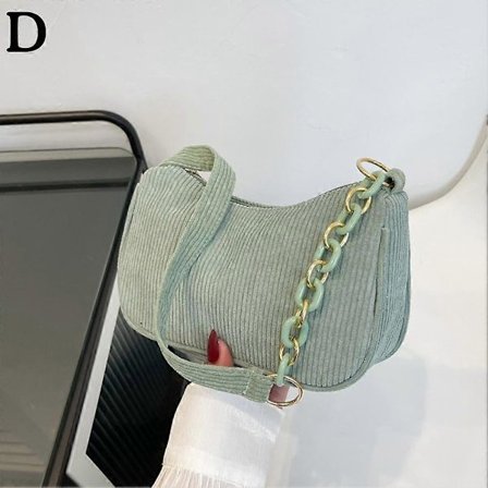 Fashion Corduroy Armhåleväska Axelväska Axelrem Kedjeväska Casual