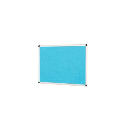 Colourful aluminium framed noticeboard, 900x600 mm, cyan
