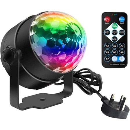 Mini Diskokule LED Party Lampe Musikkstyring 360° Roterende Kule Lampe RGB Scene Lampe med Fjernkontroll for Fester Festivaler.