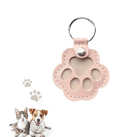 Yndig Nøglevedhæng i Læder med Kæledyrspote - Mindehår Opbevaring til Katte og Hunde, Kompakt Taske- og Nøgle Tilbehør (Pastel pink)